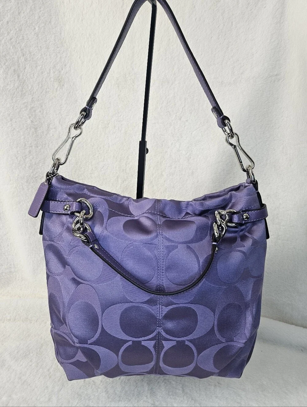 Coach Purple Signature Jacquard Shoulder Hobo 2011